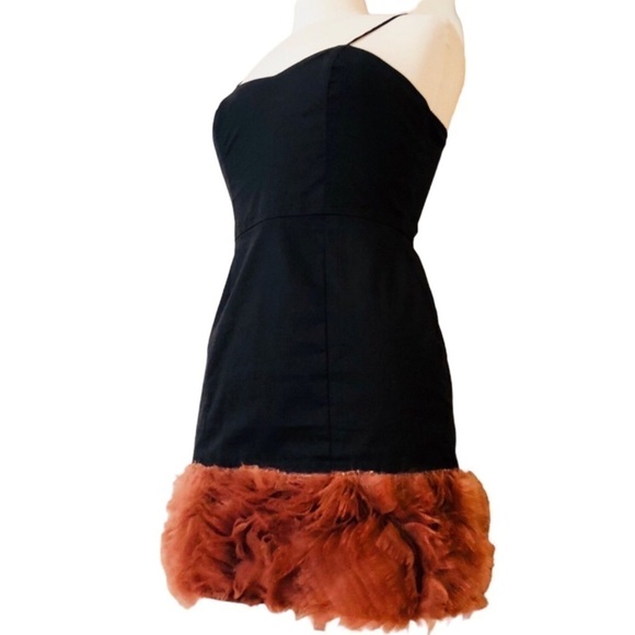 Leyendecker LA Honore Ruffle Hem Mini Dress Y2k  in Black Rose NWT - Picture 6 of 9